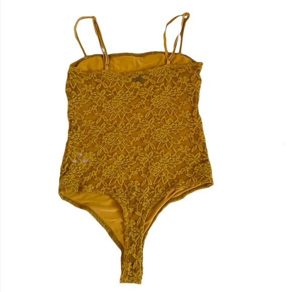 ❤️‍🔥3/$22❤️‍🔥 Mustard yellow cheeky floral lace cami bodysuit - Picture 2 of 13